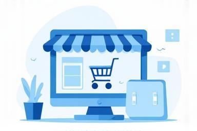 Illustration of an online store icon representing e-commerce